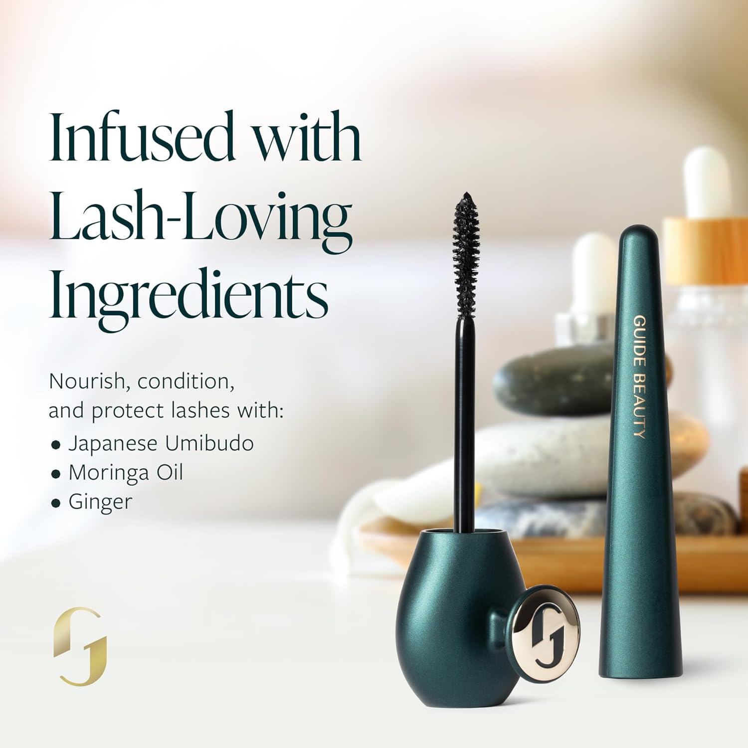 GUIDE Beauty Lash Wrap, Volumizing Mascara with Slimline Brush & Buildable Formula for All-Day, Smudge Proof Wear, GUIDE Ring Offers a Steady Hold for Easy, Mess-Free Swiping (Black)