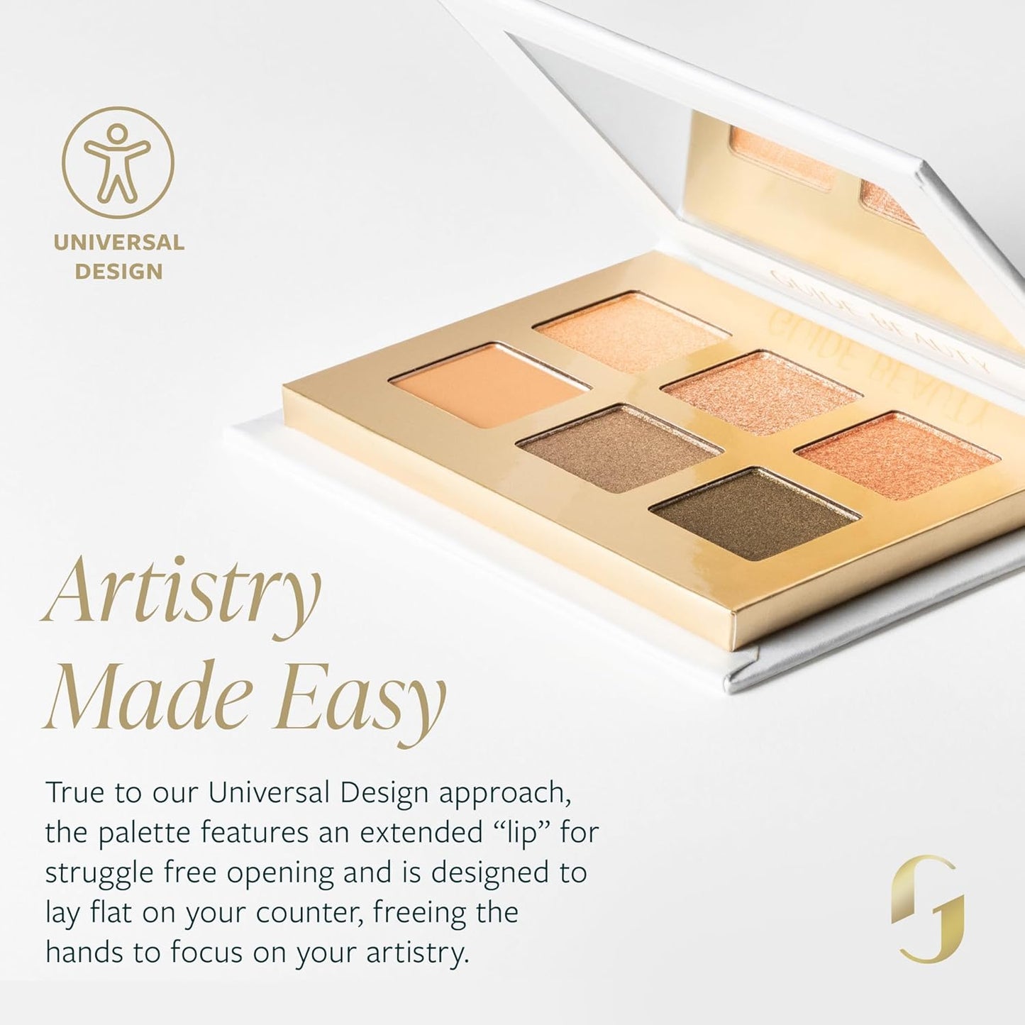 Guide Beauty Shadow Palette, Shimmer Eyeshadow Palette Featuring Hues Ranging from Radiant Golden Champagne & Copper Rose to Dusky Greens, Universal, Ergonomic Design, 6 Shades, 1 pc