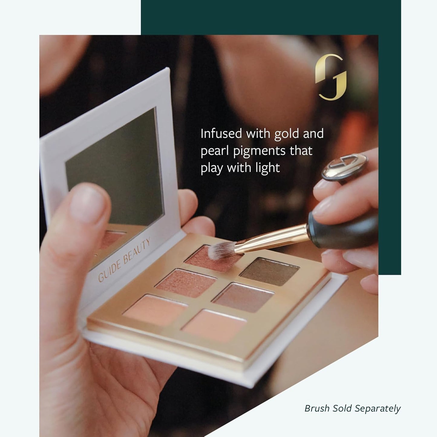 Guide Beauty Shadow Palette, Shimmer Eyeshadow Palette Featuring Hues Ranging from Radiant Golden Champagne & Copper Rose to Dusky Greens, Universal, Ergonomic Design, 6 Shades, 1 pc
