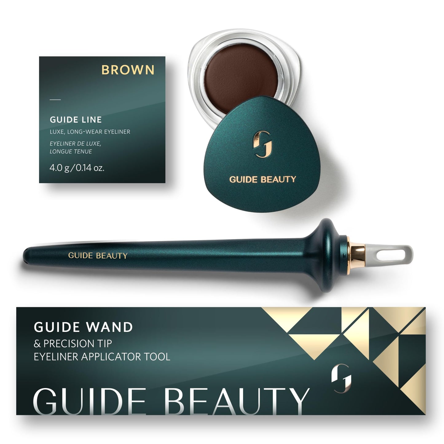 GUIDE Beauty Eyeliner Duo, GUIDE Wand & Line Luxe/Long-Wear Eyeliner Cream (Black), Multi-Purpose Make-Up Application Tool, Universal Design for Easy Eye & Lip Liner