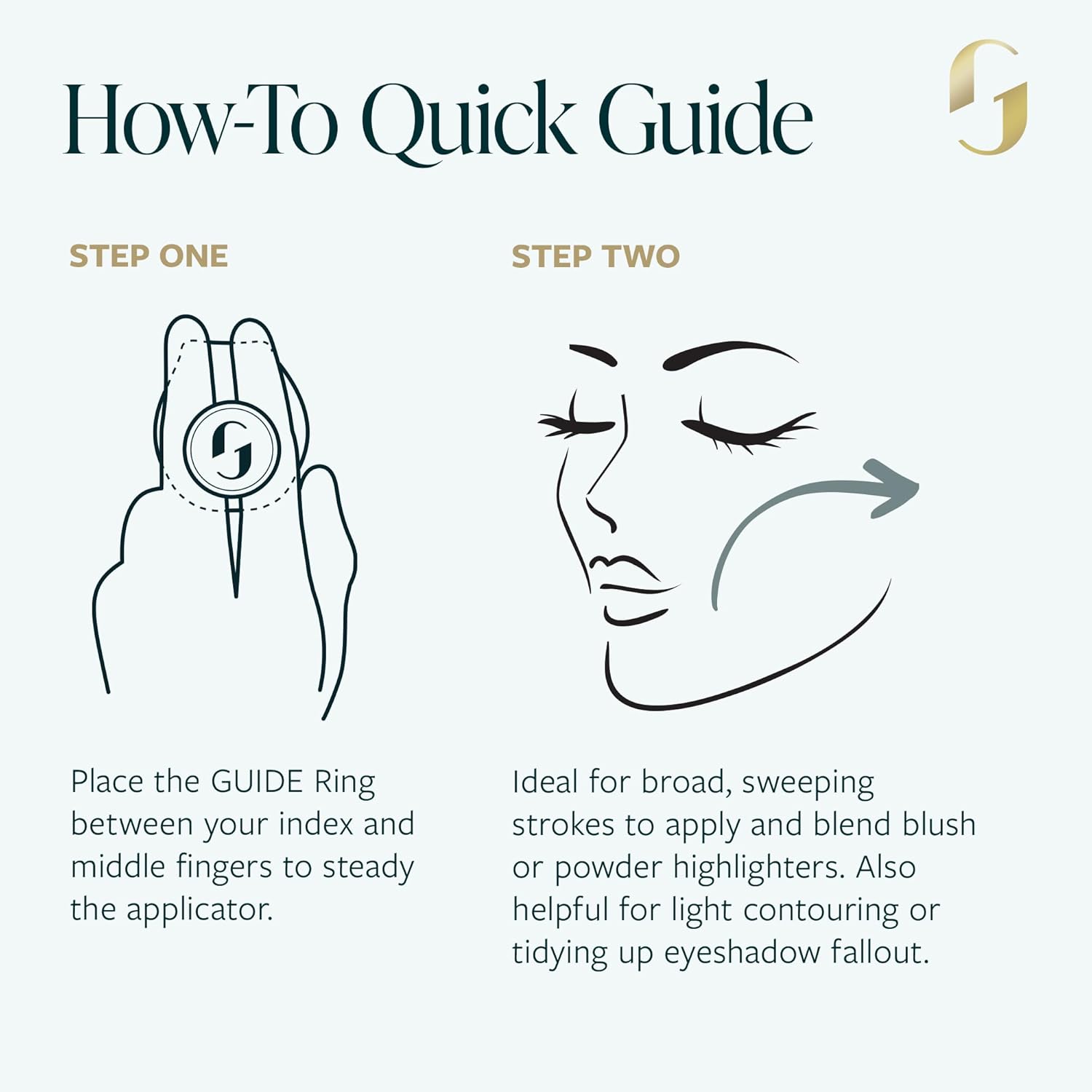 GUIDE Beauty Fan Brush, Ergonomic Fan Makeup Brush for Blush, Bronzer, Highlighter & More, GUIDE Ring & Short Handle Provide Secure Handling & Precise Control, 1pc