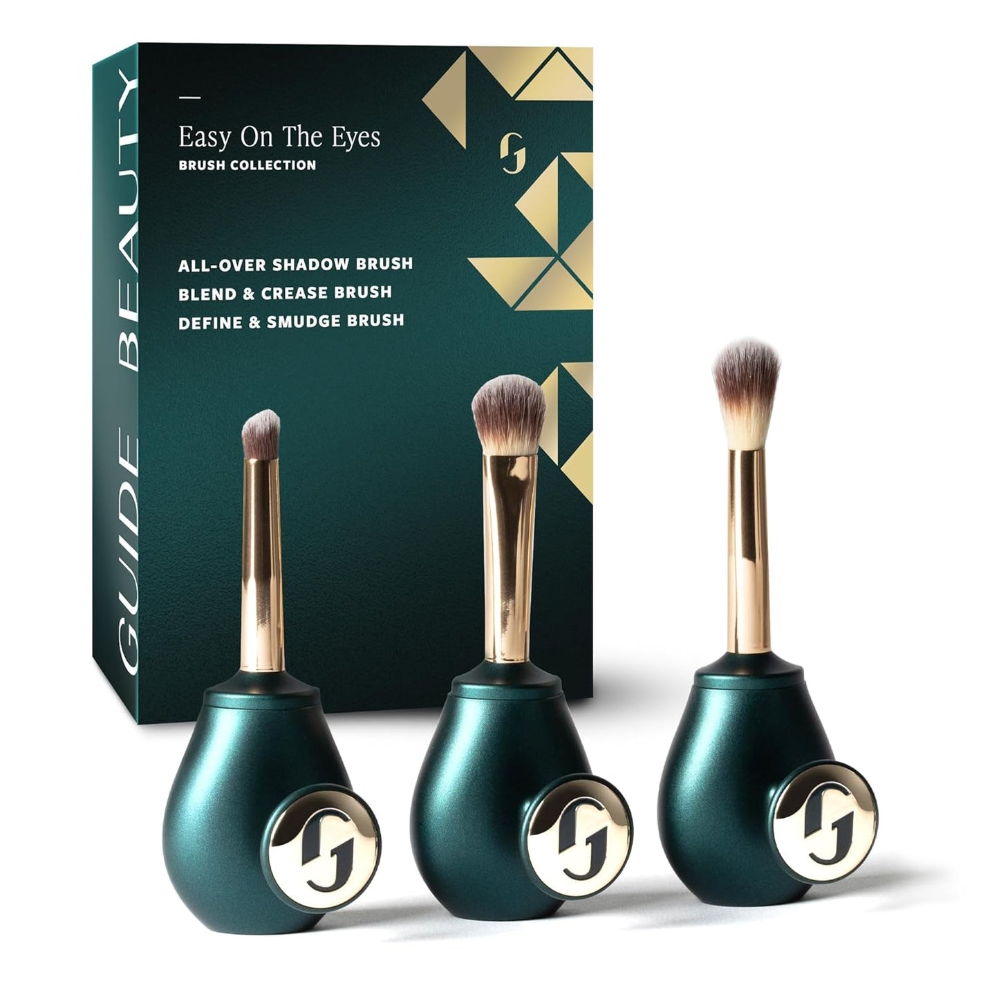 Guide Beauty Easy on the Eyes Collection; Eyeliner Brushes Set of Three, Premium Cosmetic Precision Makeup Brushes