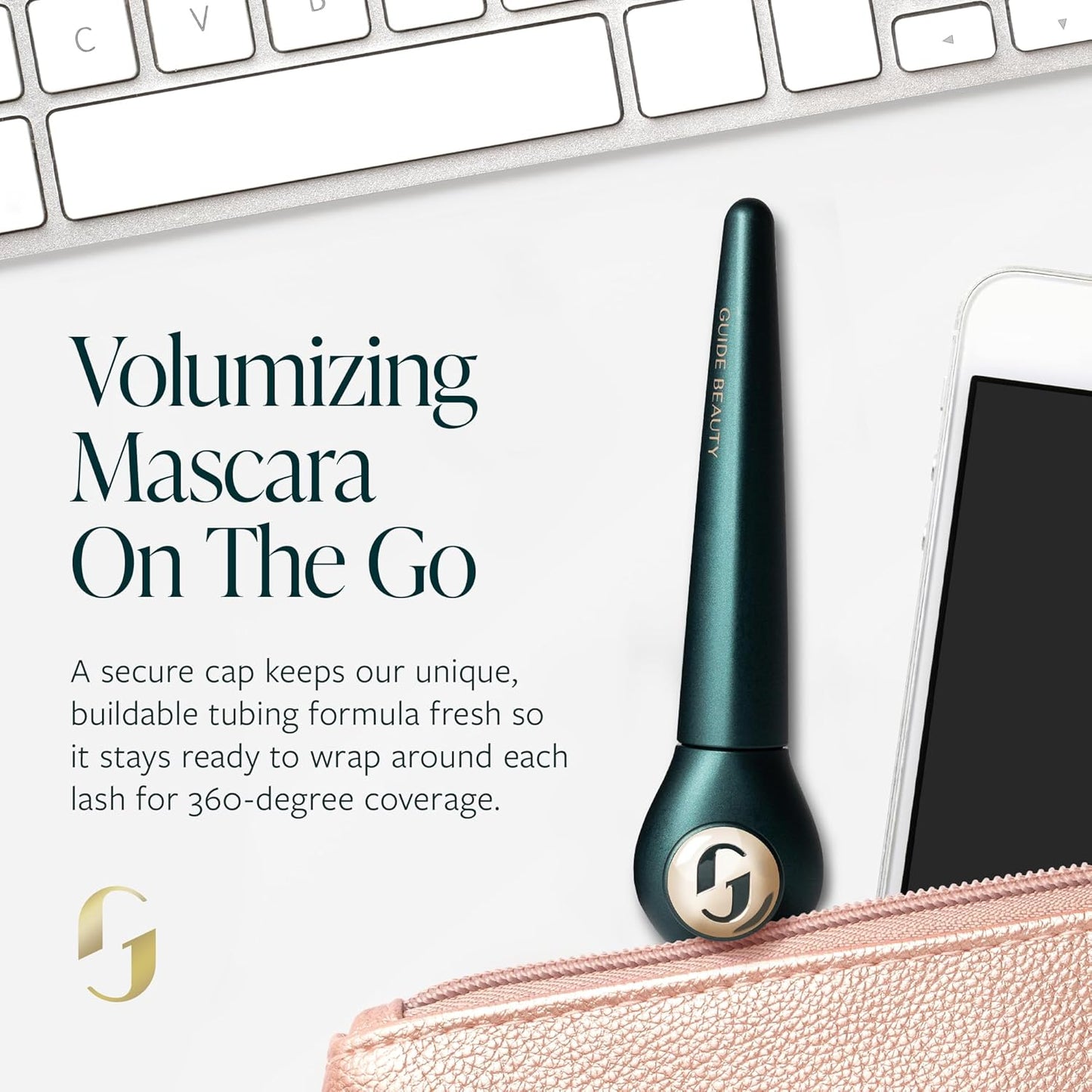 GUIDE Beauty Lash Wrap, Volumizing Mascara with Slimline Brush & Buildable Formula for All-Day, Smudge Proof Wear, GUIDE Ring Offers a Steady Hold for Easy, Mess-Free Swiping (Black)