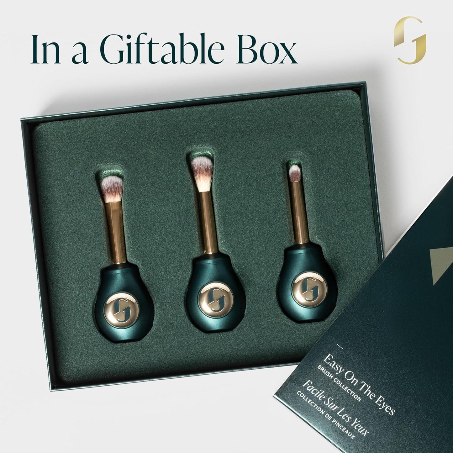 Guide Beauty Easy on the Eyes Collection; Eyeliner Brushes Set of Three, Premium Cosmetic Precision Makeup Brushes