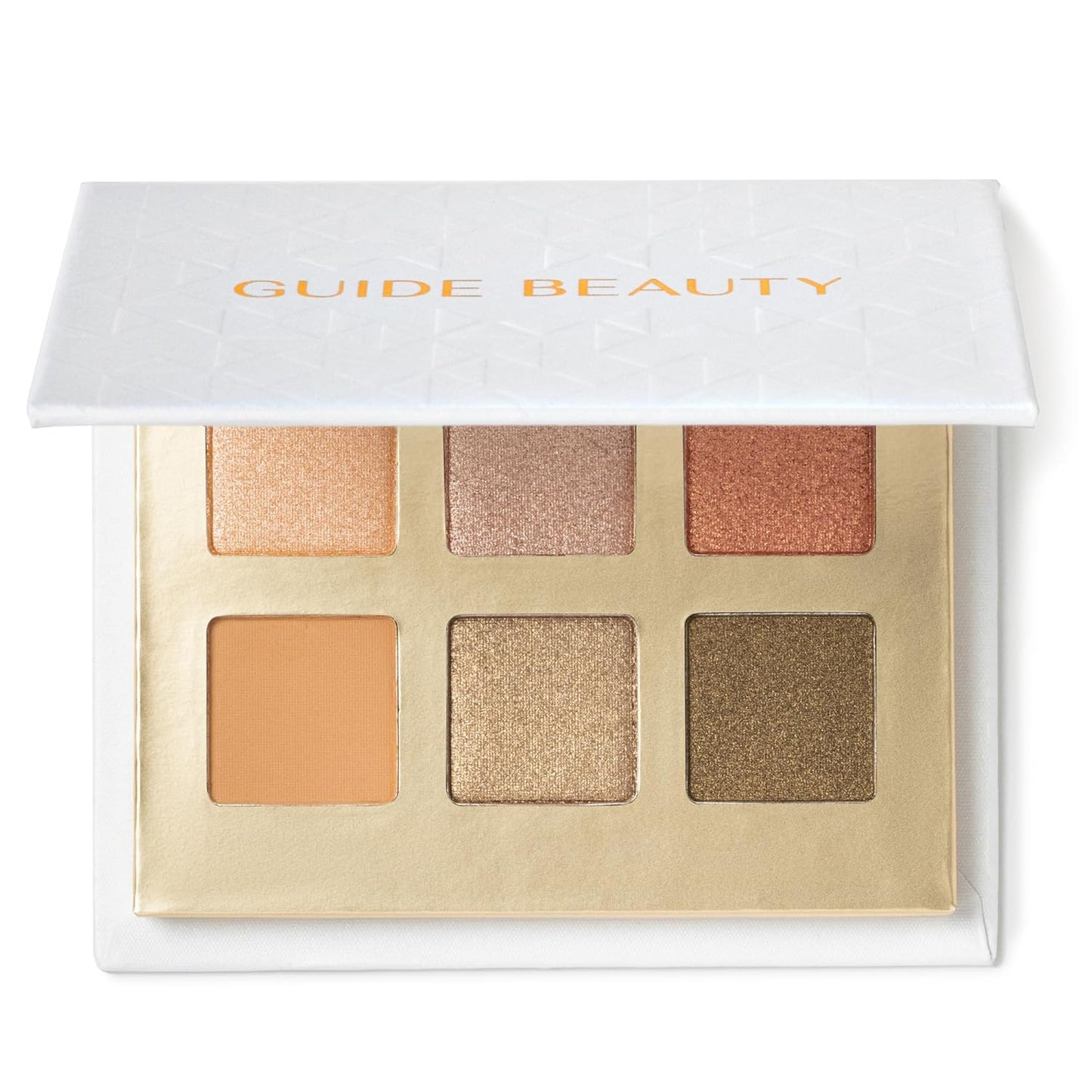 Guide Beauty Shadow Palette, Shimmer Eyeshadow Palette Featuring Hues Ranging from Radiant Golden Champagne & Copper Rose to Dusky Greens, Universal, Ergonomic Design, 6 Shades, 1 pc